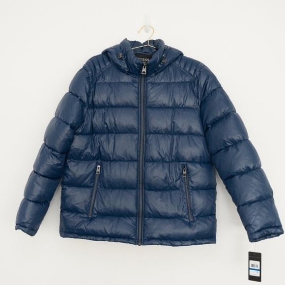 Guess Men's Adam Puffer Jacket with Removable Hood - Picture 1 of 12